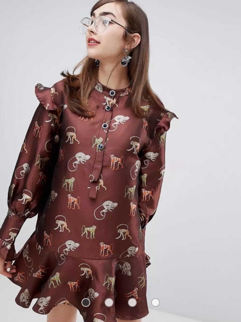 Sister Jane Mini Dress with Peplum Hem and Jewel Burtons Size S